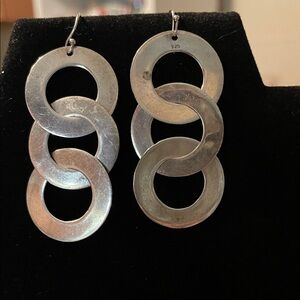 Sterling Silver Circular Drop Earrings